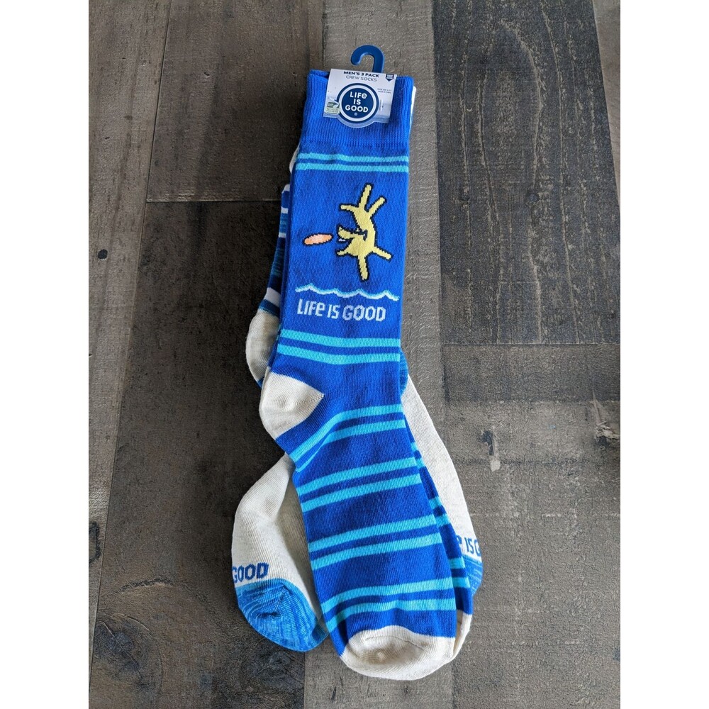LIG Life Is Good Dog 3 Pack Novelty Dog Frisbee Crew Socks size 10 - 13